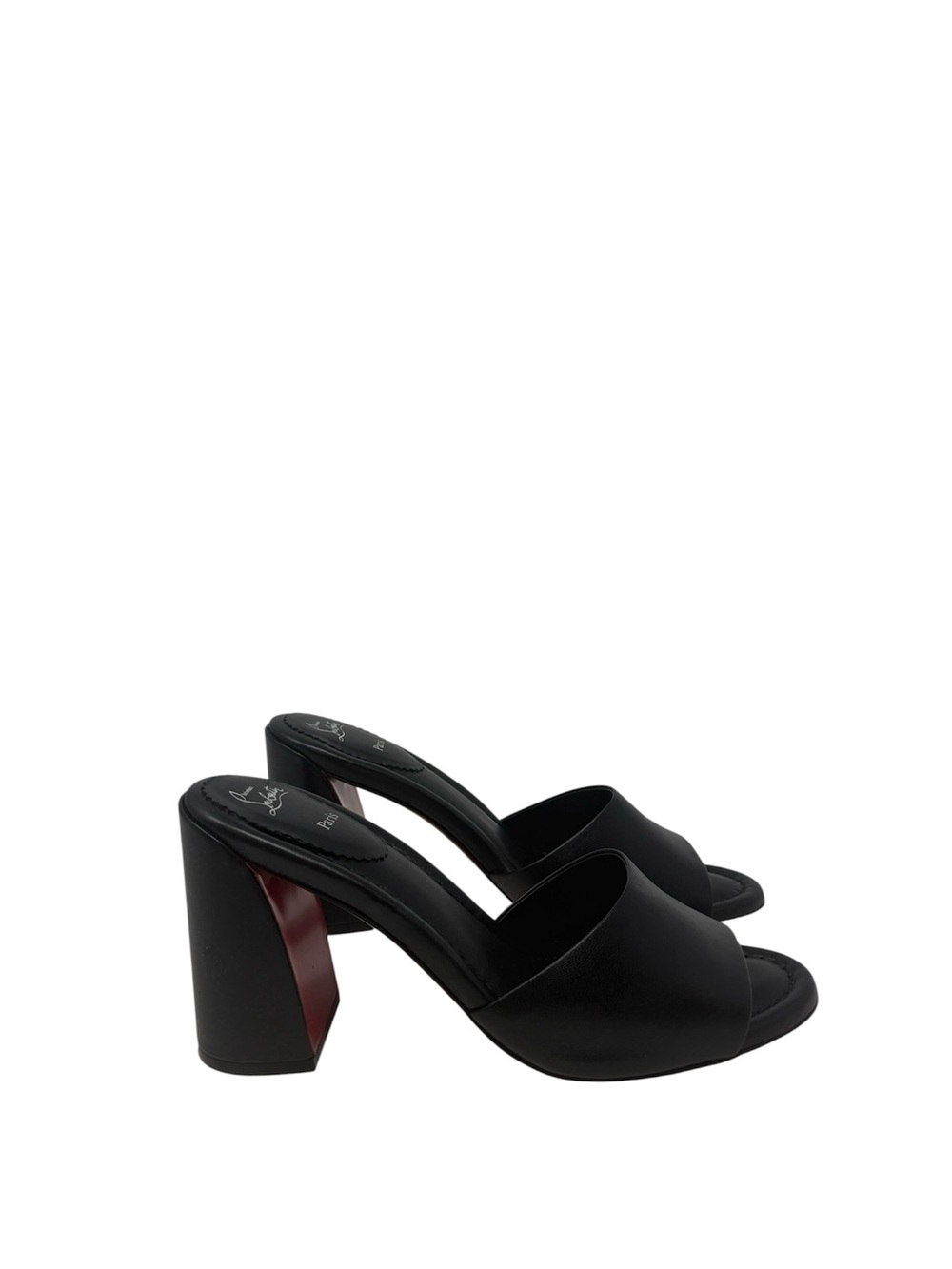 Christian Louboutin Jane 85M Black Leather Mules Sandals Size 40.5 - Picture 2 of 9
